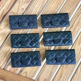 Black Caviar Design MINI Wallets Men Women Card Holders Gold&Silver hardware Genuine leather Credit Cardholder With box 99187H