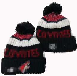 Coyotes Beanies Cap Wool Warm Sport Knit Hat Hockey North American Team Striped Sideline USA College Cuffed Pom Hats Men Women a