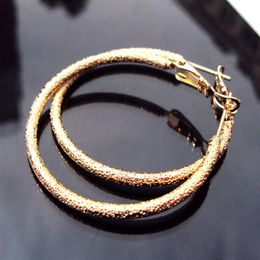 Attractive 24k solid real gold Closure Unique lady hoop circle earring whole Unconditional Lifetime Replacement Guarantee323r