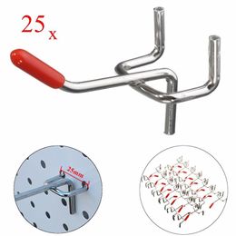 BECORNCE 25Pcs 50mm Length Pegboard Hooks Board Slat Wall Retail Display Shop Peg Home Hook Hanger Chrome Metal 1-1 5KG Loading 20224V