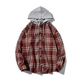 Long Sleeve Thickening Hooded Plaid Shirt Warm Winter Shirts Men Plus Size Oversize Thick Flannel Mens Casual Clothing II50CS216I