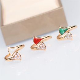 Luxury quality punk ring with fan shape malachte and red agate and white shell diamond for women wedding party jewelry gift with b314C