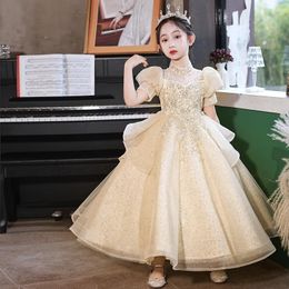 Princess Ball Gown Flowers Girls Dresses Lovely Kids Toddlers Pageant Gowns Birthday Custom Party Gowns Lace Appliques Sequins Beaded Ball Gown Kids Brithday Dress