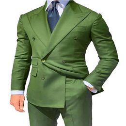 Double Breasted Big Lapel Man Business Suit Groom Weddiing Tuxedos Blazer Mens Party Suits Jacket Pants Tie D370185m