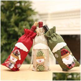 Christmas Decorations Red Wine Bottle Er Snowman Elk Bag Table Drop Delivery Home Garden Festive Party Supplies Dh1Aw