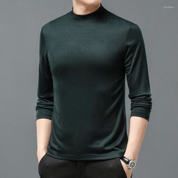Men's T Shirts Spring Autumn High-necked Warm T-shirt Male Brand Clothing Casual Classic Fashion Long-sleeved Slim Tees