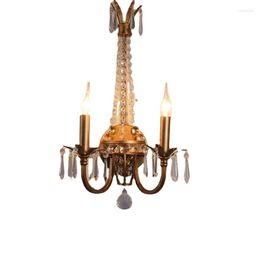 Wall Lamp French Country Crystal Classical Pastoral Bedroom Bedside American Villa Living Room Vintage Hallway Light