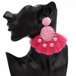 Dangle Earrings Ethnic Pom Ball Long Cotton Thread Tassel Drop For Women Bohemian Party Punk Statement Jewelry
