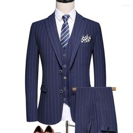 Men's Suits (Jacket Pants Vest) Wedding Suit Men Dress Korean Slims Business 3 Pieces Set Formal Tuxedo Groom Luxury