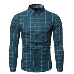 Mens Dress Shirt plaid shirt youth business Plaid long sleeve shirt wish Korean slim fit men187k