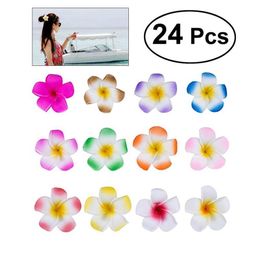 24pcs 2 4 Inch Hawaiian Plumeria Flower Hair Clip Foam Hair Accessory For Beach Party Wedding Event Decoration Accessories 12 Col251b