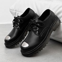 Fashion Leather Shoes Black Thick Sole Oxford Shoes for Men Casual Shoes Business Male Formal Fashion Wedding Moccasin Boots For Boys Party Shoes