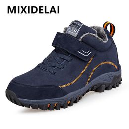 Dress Shoes Brand Winter Men Suede Work Shoes Fur Warm Ankle Boots Outdoor Non-slip Men's Boots Men Waterproof Snow Boots Big Size 36-48 230915