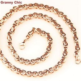 Granny Chic Classic Mens Selling Rose Gold Stainless Steel 6mm Byzantine Necklace Chain 7-40in Chains264y
