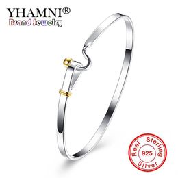 YHAMNI Brand Classic 925 Silver Plated Bangle Bracelet For Women Fashion Jewellery 925 Silver Sterling Bangle Whole B0732685