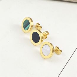 earrings designer for women stud cute size luxury earring stainless steel jewelry Earrings couple circle shell agate diamond jewelry gifts woman Accessories