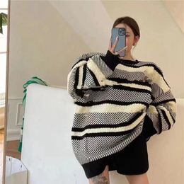 Loose Sweater Woollen Knitted Long Thickened Pullovers Jacket Fall Lady Wool Big Letter Sleeved Knit Shirt Fashion Clothes Languid 237y