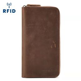 Genuine leather zipper mens designer wallets Rfid-protected multi-function male cowhide fashion casual purses Coin phone zero card clutchs no489