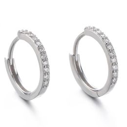 100% 925 Sterling Silver Hoop Earrings Women Grils summer Jewellery CZ diamond Not allergic stud Eerring with box257j