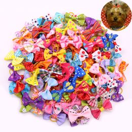 Dog Apparel 100pcs Yorkshire Pet Puppy Cat Hair Bows with Rubber Bands Accessories Grooming Small Topknot Supplies 230915