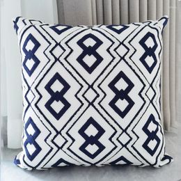 Pillow Blue Cover Cute Diamond Geometric Embroidery Case With For Sofa Bed Simple Home Decorative 45x45cm