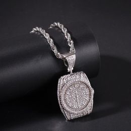 Fashion-r Dial Pendant Necklace Mens Hip Hop Necklace Jewelry New Fashion Watch Pendant Necklaces With Gold Cuban Chain270H