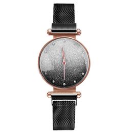 Light Luxury Fashion Fan Women Wristwatches Quartz Glossy Mesh Strap Goddess Watches Trend Magnet Buckle Ladies Watch2170