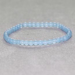 MG0041 Whole 4 mm Mini Gemstone Bracelet Natural Blue Jade Bracelet for Women Handmade Yoga Mala Beads Jewelry276q