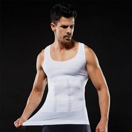 Men's Body Shapers Mens Slimming Shaping Tshirt Slim Shaper White Vest Waist TrainersT-shirt Tummy Trimmer Shapewear Hombre T346s