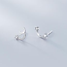 Stud Earrings MloveAcc 925 Sterling Silver Star Moon Ear Studs Fashion Mini Female 2023 Party Jewellery Girlfriend Gifts