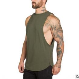 mens sleeveless t shirts Summer Cotton Male Tank Tops gyms Clothing Bodybuilding Undershirt Golds Fitness tanktops tees3125
