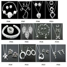 with tracking number New Fashion women's charming jewelry 925 silver 12 mix Bracelet Earrings & Necklace jewel257p