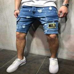 mens wear summer jeans shorts fashion trendy ripped embroidery trousers high quality retail whole denim jean216r