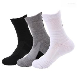 Men's Socks Middle Cylinder Sports Badminton Running Outdoor Plush Sweat Absorbing And Anti Slip Basketball Solid Color