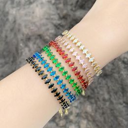 Charm Bracelets Multicolor CZ Crystal For Women Copper Gold Plated Adjustable Dainty Jewellery Party Gifts Brta06