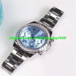 Luxury Watch Diamond Bezel 40mm Ice Blue Arabic Rare Dial Stainless Steel Bracelet Automatic Fashion Men's Watch Wristwatch168p