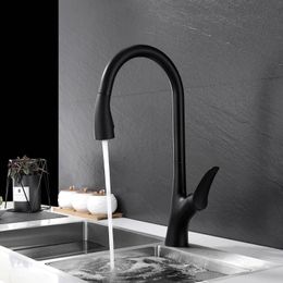 Kitchen Faucets Black Digital Display And Cold Water Mixer Pull Out Brass Single Hole Deck Mounted Handle Sink Tap