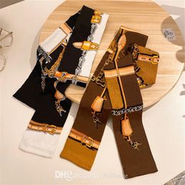 Classic Brand Handbag Scarf Headbands Women Design Letter Brown Pink Blue Old Flower Designer Scarfs Bags Silk Scraves Bandeaux Ba192N