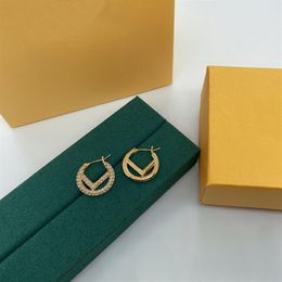2022 Fashion Gold Hoop Earrings For Women Designer Earring Dimond Letters F Earrings Wedding Lovers Hoops Engagement Jewellery 22012323L