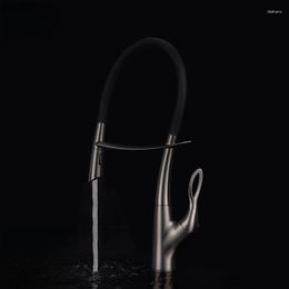 Kitchen Faucets Factory Direct Sales Copper Silicone Pipe Good-looking Gun Gray Faucet And Cold Mixing Sink