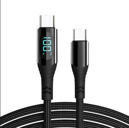 Digital HD Dual Type c Smart Led Display 100W PD Cable For 15 mate 60 pro 5A Fast Charging Nylon Usb-C TO USB C Cable