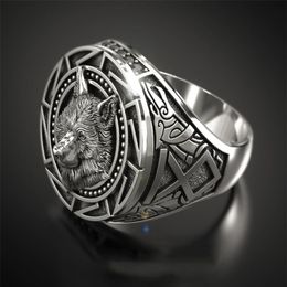 Trendy Retro Celtic Wolf Totem Band Rings Men's Viking Gothic Steampunk Carved Animal Rings Fashion Party Gift AB8672194