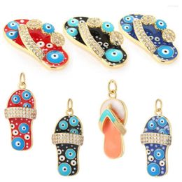 Charms Gothic Evil Blue Eye Hip Hop Japanese Flip-flops For Jewelry Making Boho Gold Color Diy Earrings Necklace Cute Design