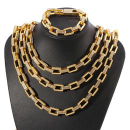 New Fashion Square Miami Cuban Chain Choker Necklace Pave Bling Rhinestone Hip Hop Necklace 18 20 24 Inch Jewelry343E