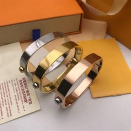 Designer Jewelry Bangle Rose Gold Silver Stainless Steel Luxury Simple Cross Pattern Buckle Love Jewelry Women Mens Bracelets Bran254F