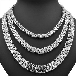 Stainless Steel Necklace Byzantine Link Silver Chain Men Women Necklaces Fashion Unisex Thick Silver Necklaces Width 6mm 8mm 1269M