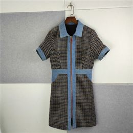 Women Sandro Tweed Checked Dress Collar Contrasting A-line Mini Dress