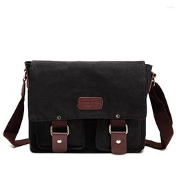 Briefcases Men Canvas Crossbody Bags Single Shoulder Travel Casual Handbags Message Solid Zipper Schoolbags For Teenagers Boy