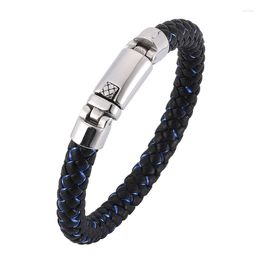 Charm Bracelets Design Men Jewellery Punk Braided Leather Bracelet Male Exquisite Stainless Steel Clasp Trendy Mens Bangles SP0365