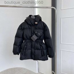 Luxury designer Down jacket women 2023 Winter New Triangle Bag Letter Emblem Black Waist Down Coat